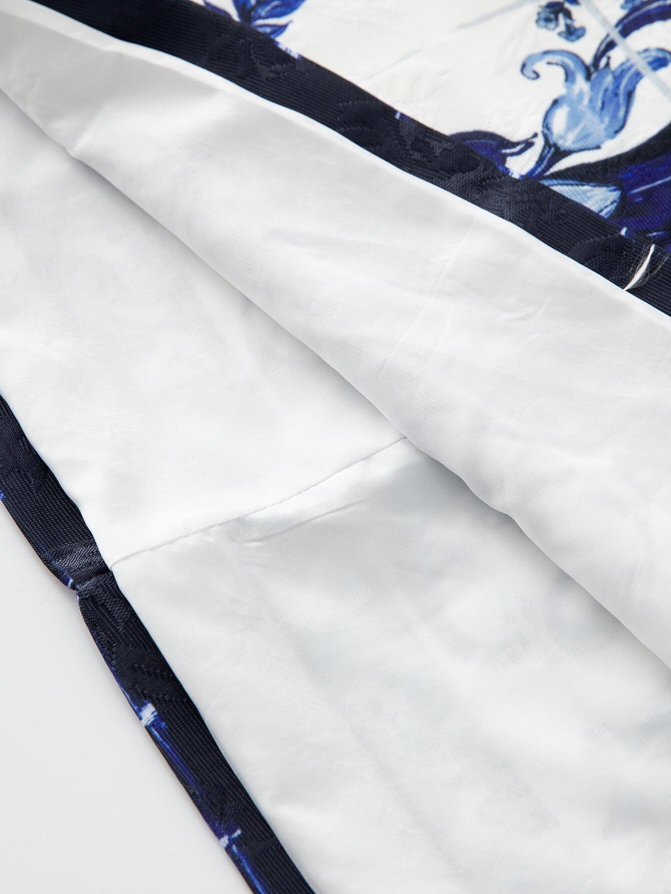 11 Handmade Italian designer Brocade Majolica print sleeveless mini dress, blue / white - Dress By Vicky