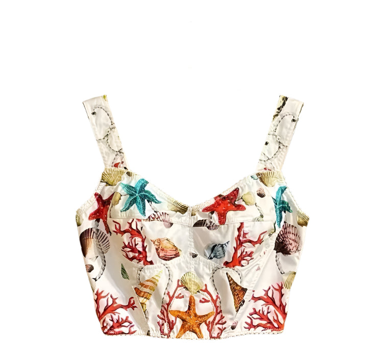 17 Handmade Italian Seashell print cotton top, dolce vita, Italian summer top - Dress By Vicky