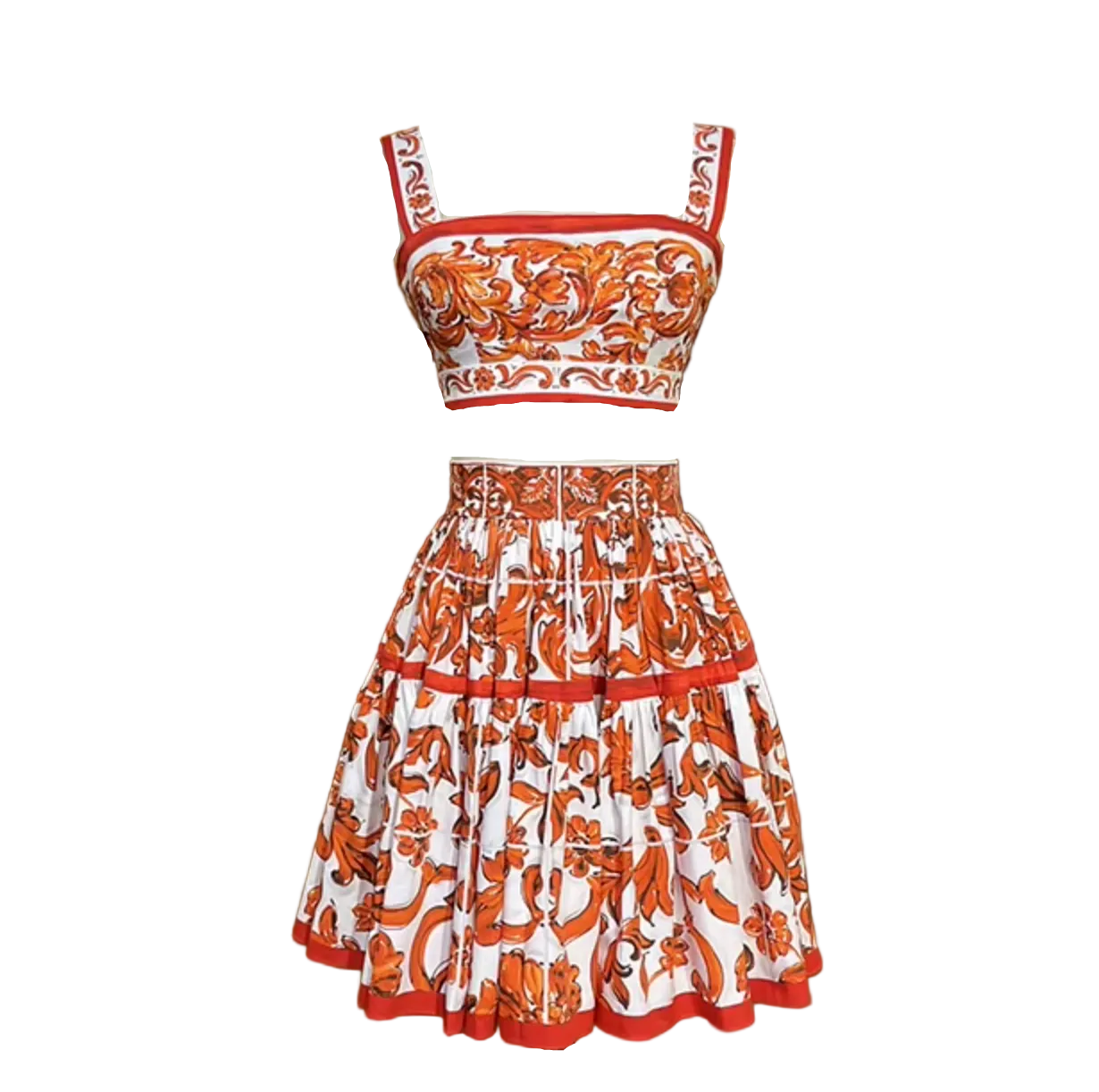 Orange Majolica Cotton Crop Top