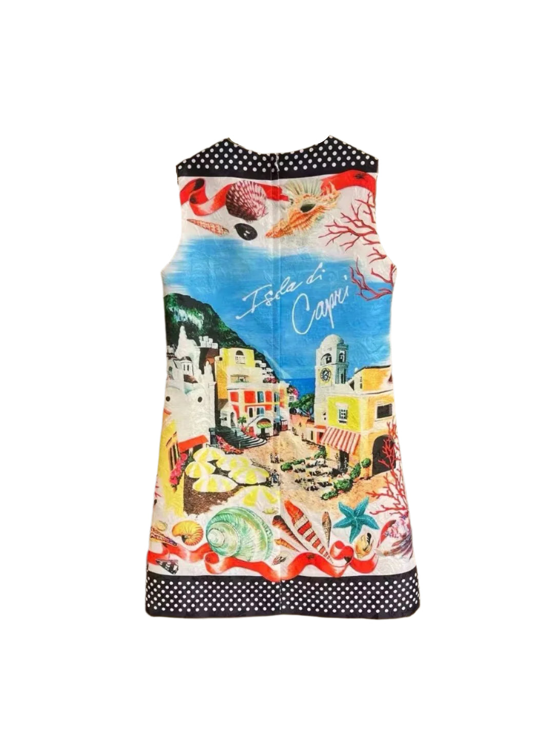 21 Handmade Italian designer Brocade Capri print sleeveless mini dress - Dress By Vicky