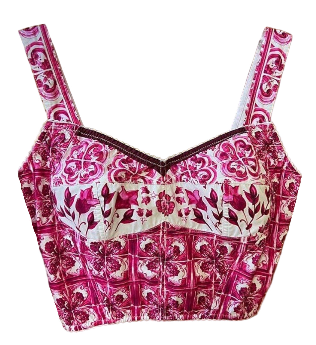 38 Handmade Italian designer Majolica print cotton top - Dress By Vicky