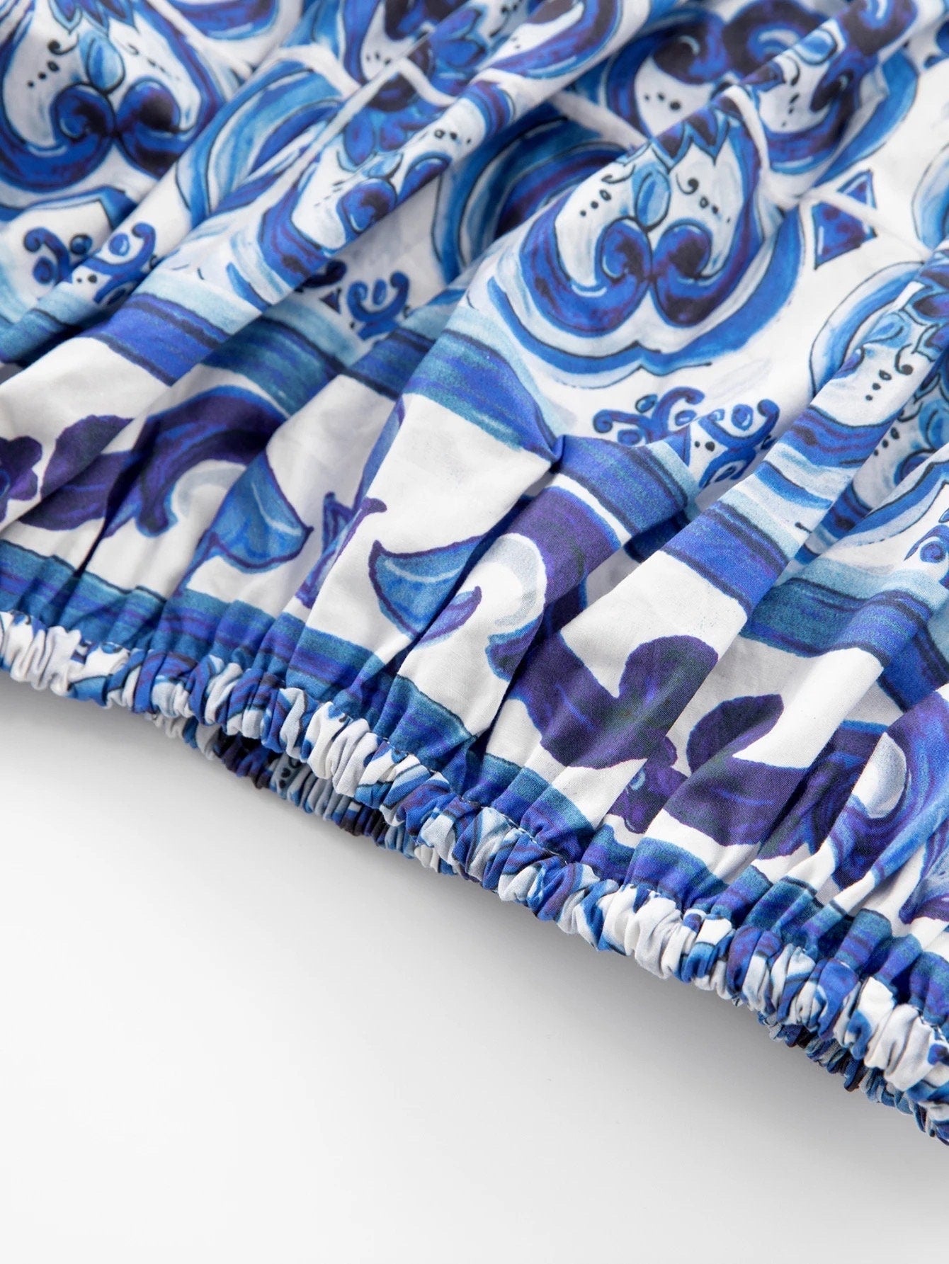 40 Handmade Italian designer Porcelain tiles print cotton top, dolce vita dress, majolica top, Blue or Pink - Dress By Vicky