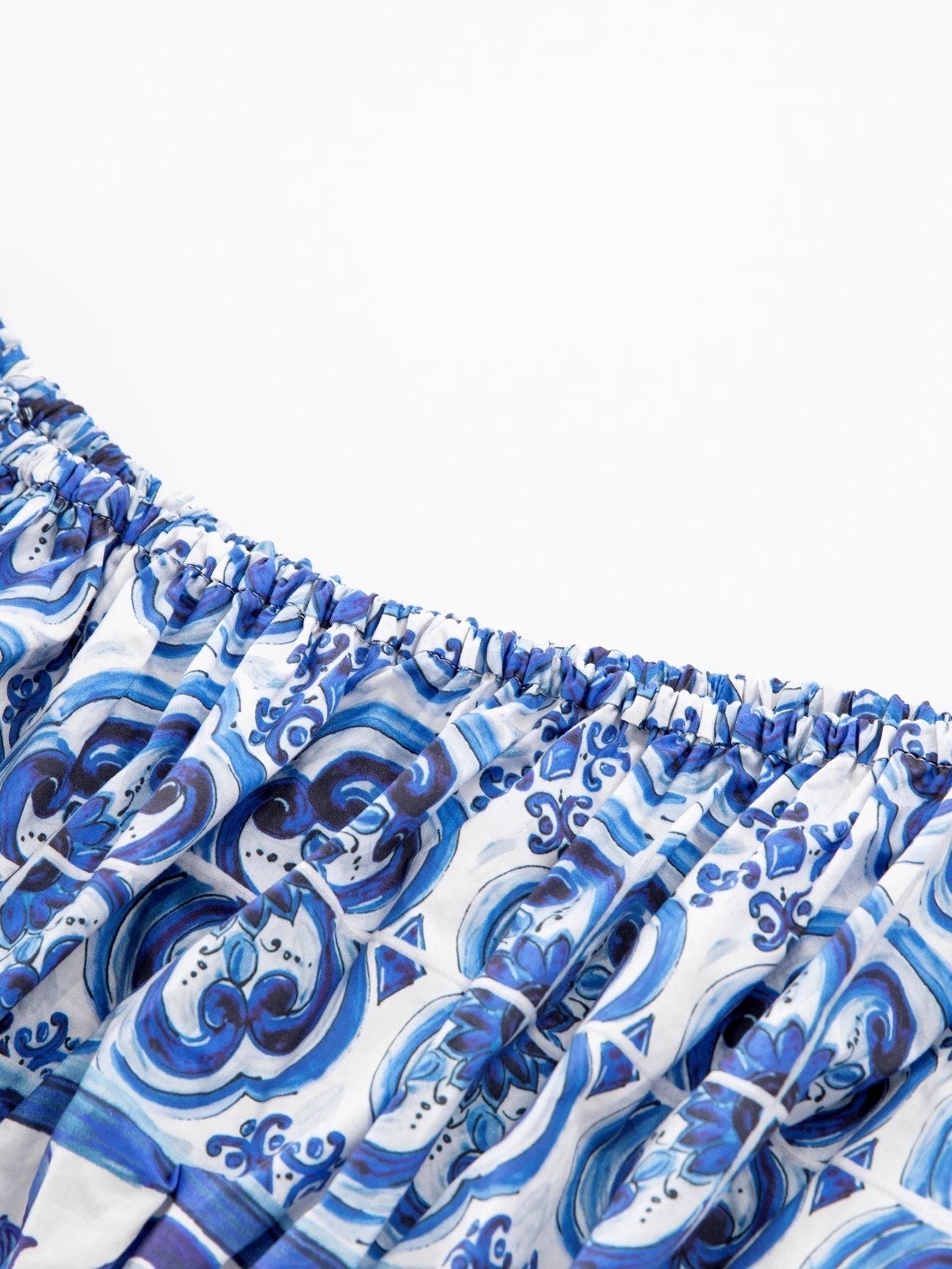 40 Handmade Italian designer Porcelain tiles print cotton top, dolce vita dress, majolica top, Blue or Pink - Dress By Vicky