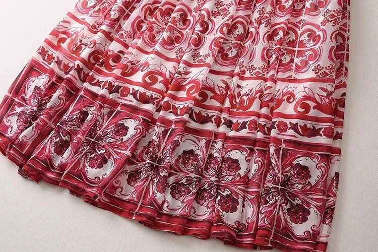 41 Handmade Italian designer RED or BLUE Majolica print sleeveless dress - Dress By Vicky