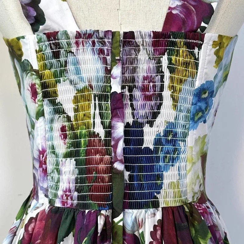 47 Handmade Italian designer Georgina print push up cotton dress, runway dress, summer dress, floral dress, dolce vita dress, Sicily dress - Dress By Vicky
