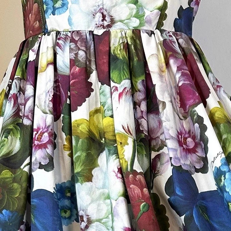 47 Handmade Italian designer Georgina print push up cotton dress, runway dress, summer dress, floral dress, dolce vita dress, Sicily dress - Dress By Vicky