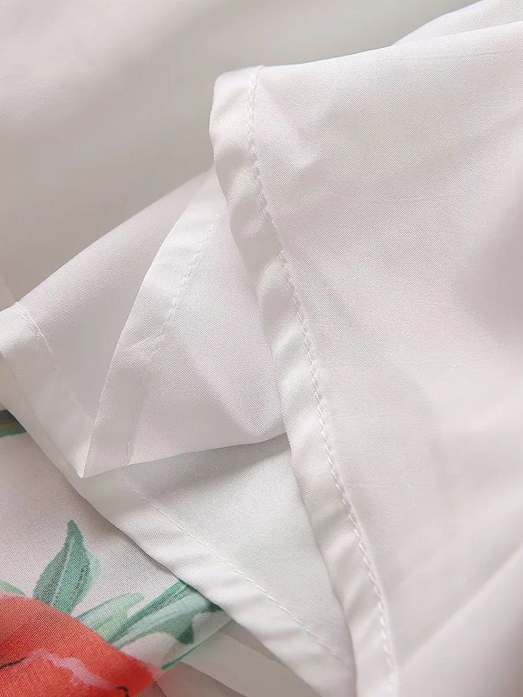 56 Handmade Italian Poppies print puff sleeve chiffon dress, Porcelain Sicilian Dress, Mosaic Dress, Italian Summer Dress, Dolce Vita Style - Dress By Vicky