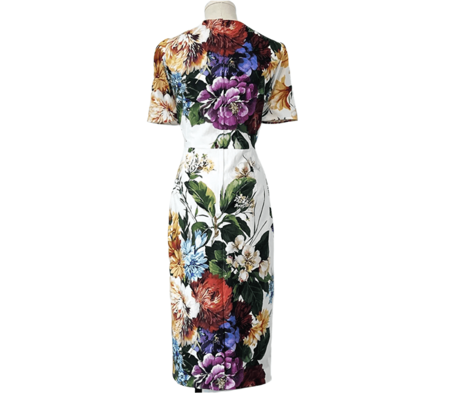 August Flowers print short sleeve midi cocktail dress - Dress By Vicky