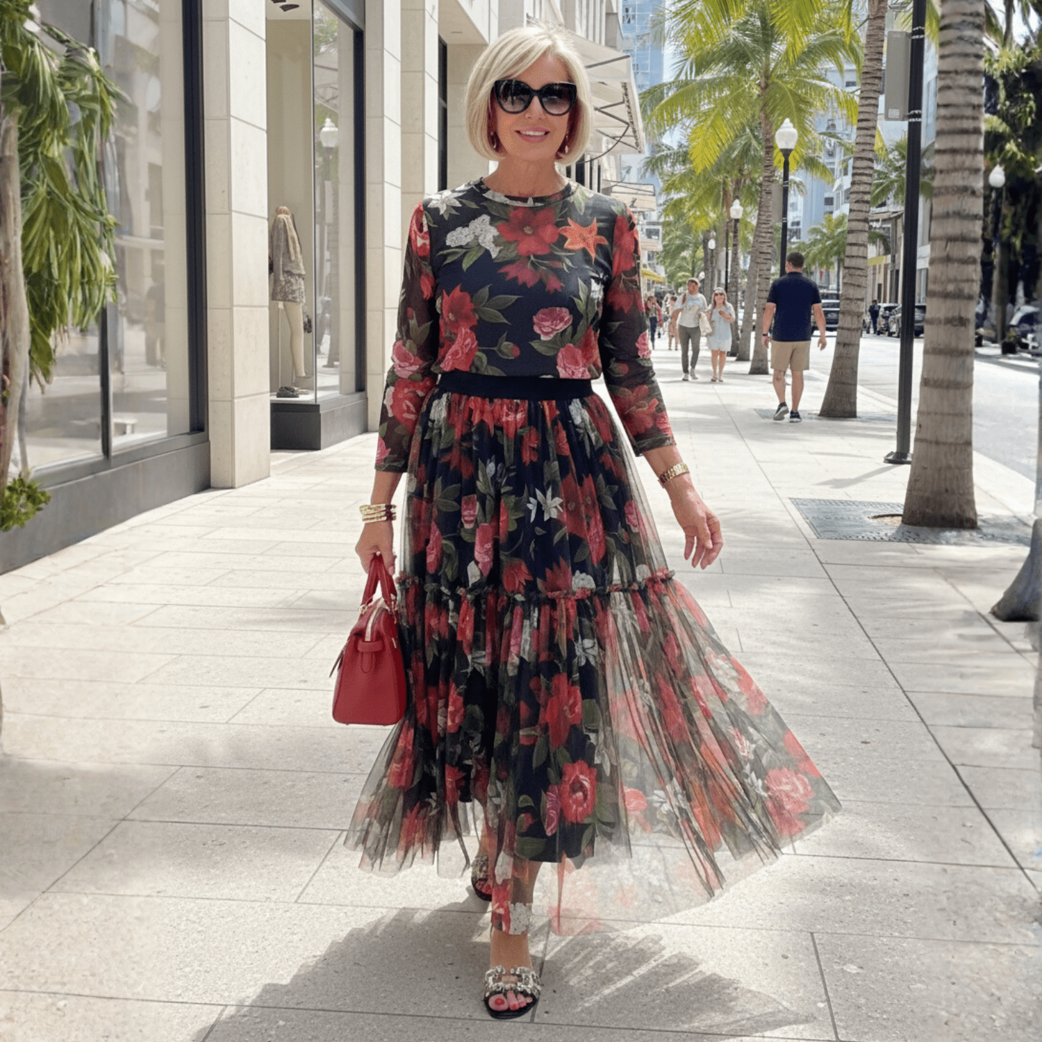 Black Floral Mesh Skirt Set - Dress By Vicky