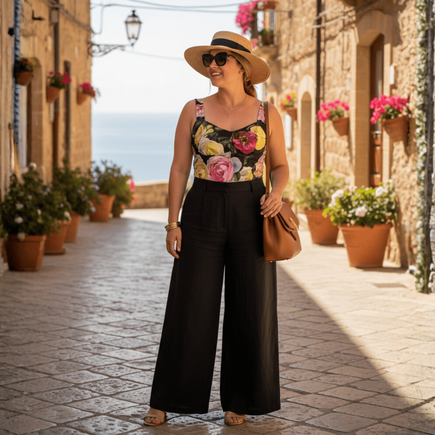 Cotton Floral Roses on Black print bustier top - Dress By Vicky