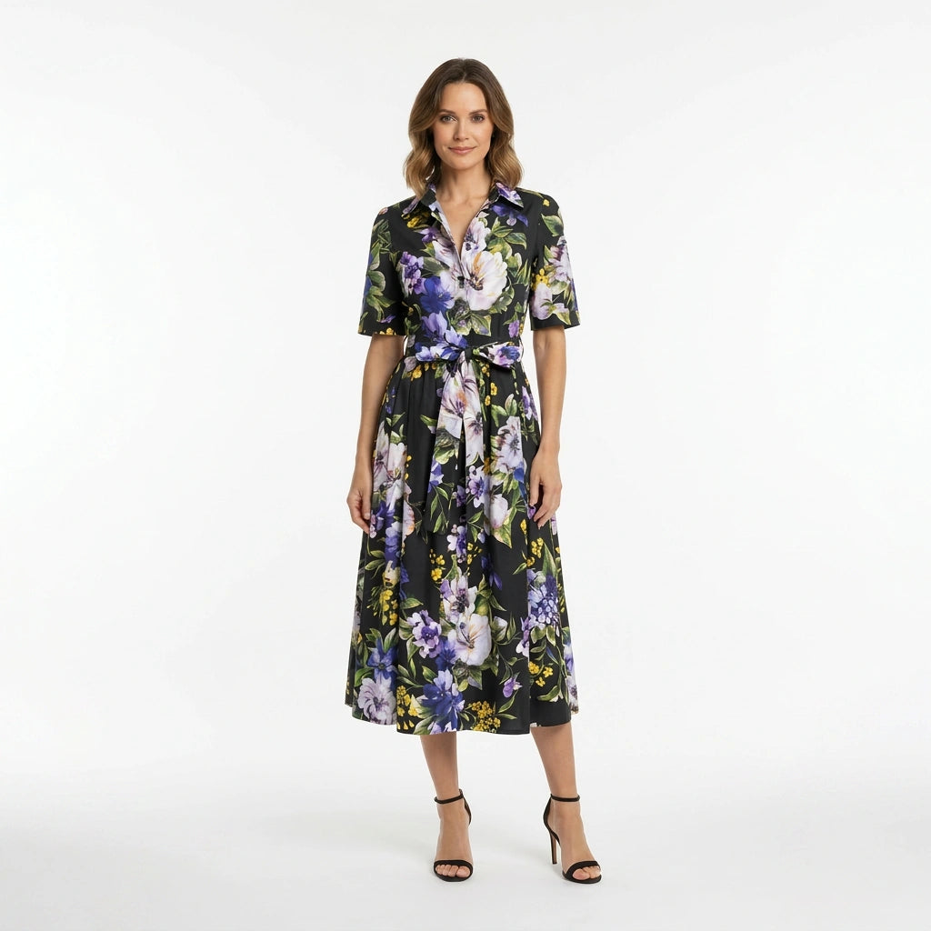 Floral Cotton Midi Dress for Travel & Summer Events – Dress By Vicky