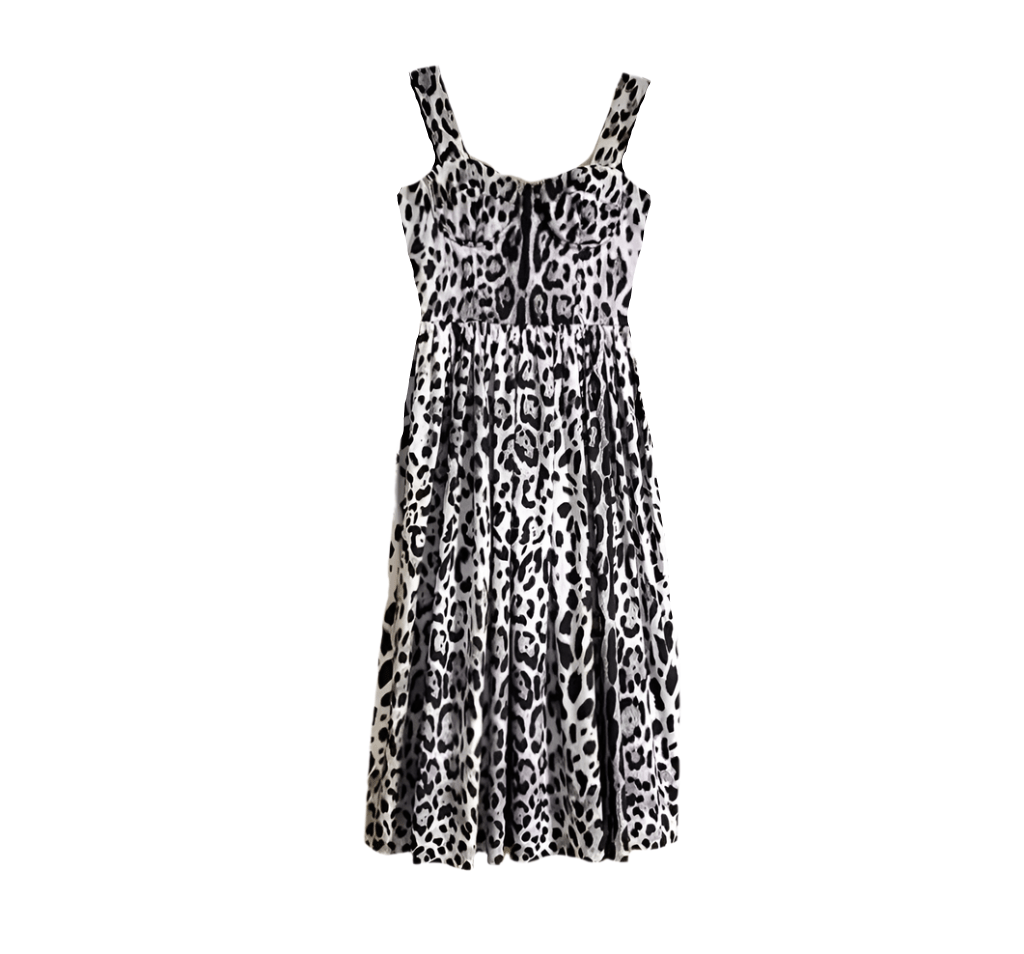 Grey Leopard print push up 100% cotton summer dress - Dress By Vicky