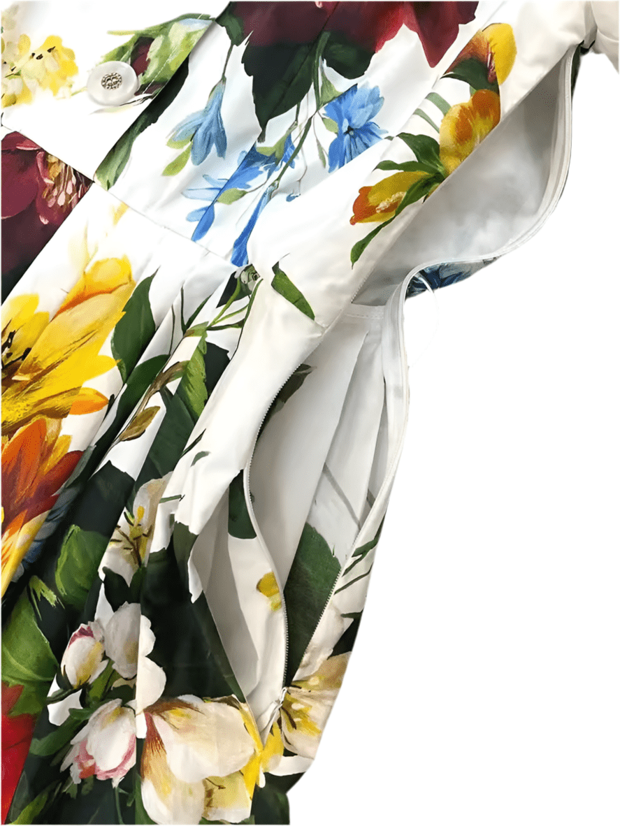 Italian August Flowers print 100% cotton shirt dress - Dress By Vicky