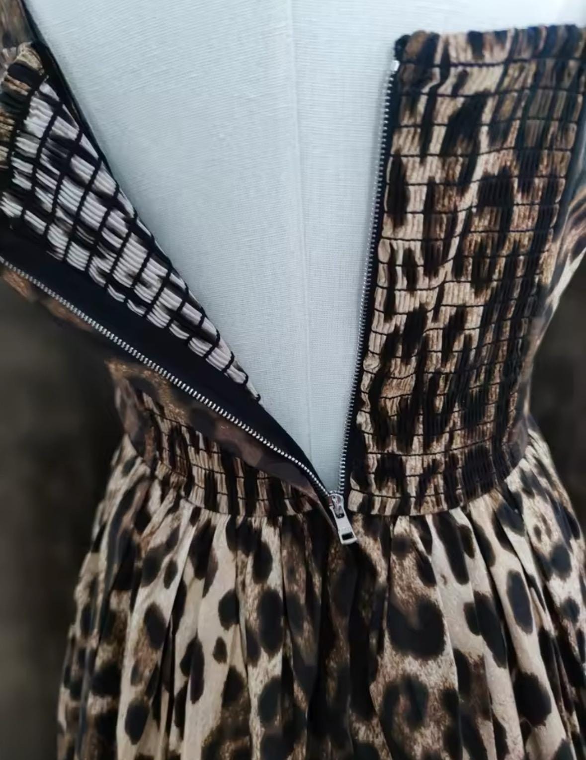 Italian designer Brown Leopard print push up 100% cotton dress - Dress By Vicky