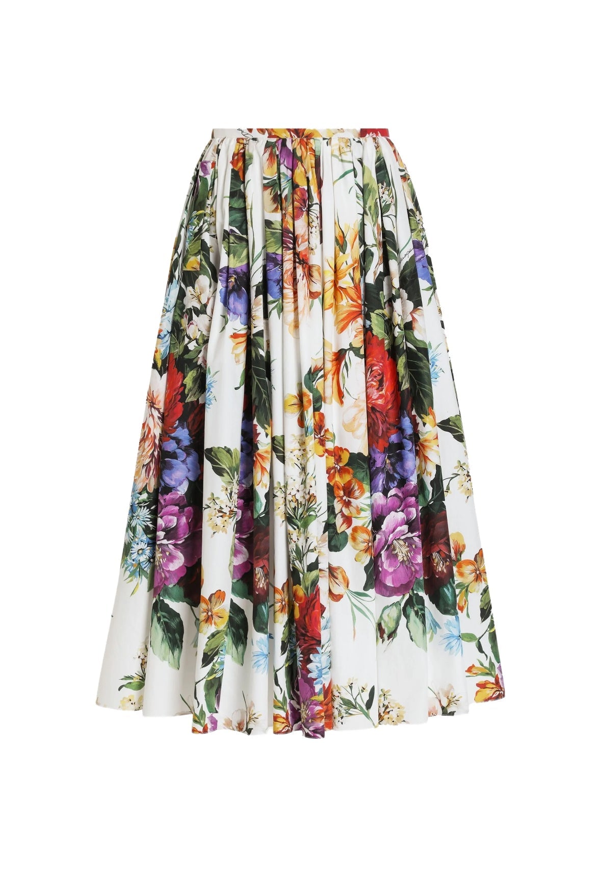 Italian Luxury August Flowers print 100% cotton midi skirt - Dress By Vicky