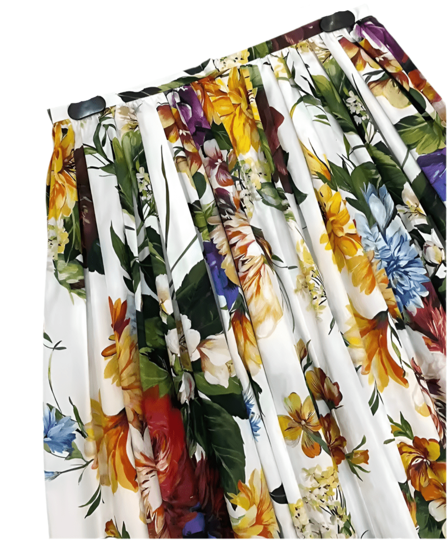 Italian Luxury August Flowers print 100% cotton midi skirt - Dress By Vicky