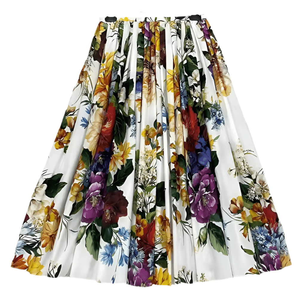 Italian Luxury August Flowers print 100% cotton midi skirt - Dress By Vicky
