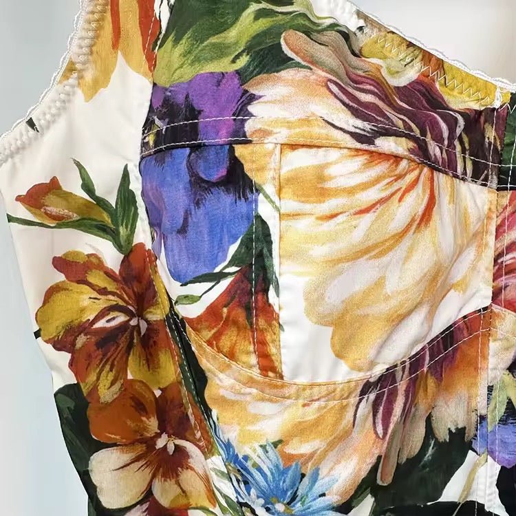 Italian Luxury August Flowers print 100% cotton top - Dress By Vicky