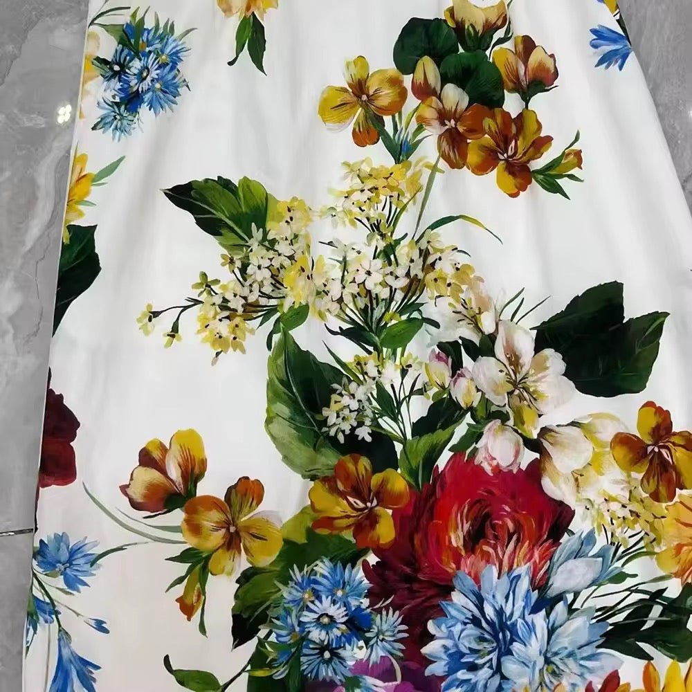 Italian Luxury August Flowers print midi pencil skirt - Dress By Vicky