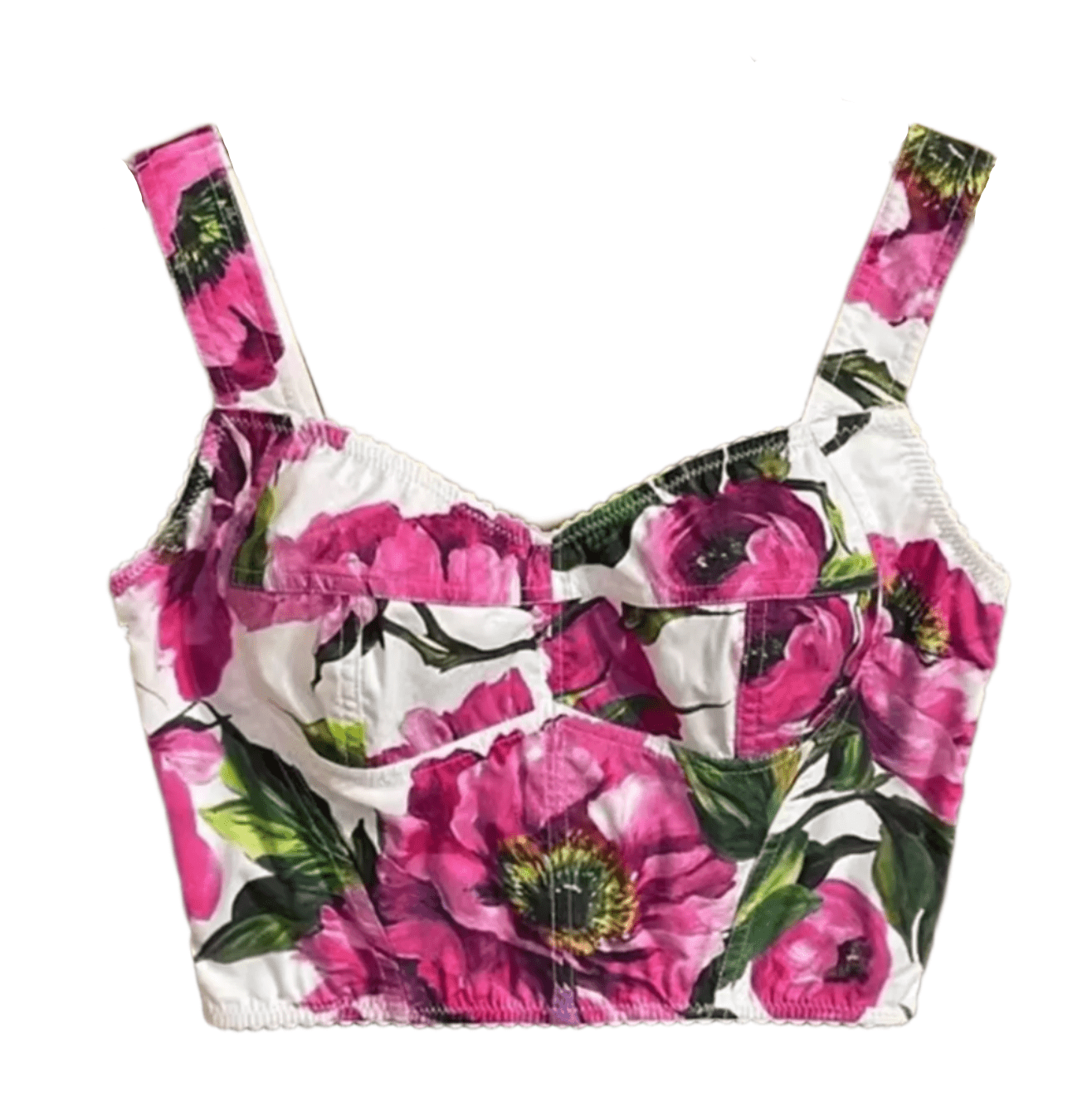 Italian Luxury Designer Magenta Tea Rose print 100% cotton top - Dress By Vicky