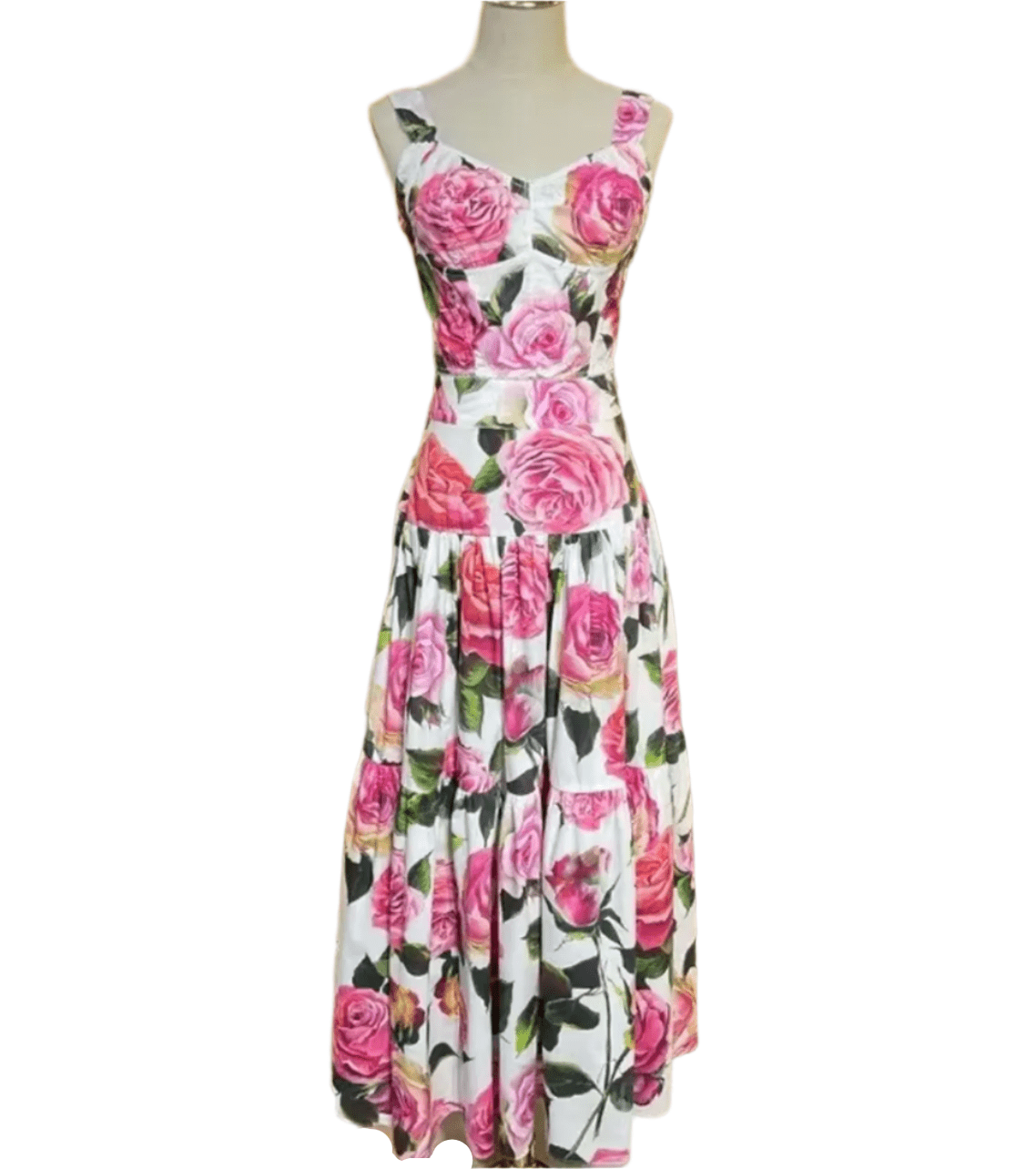 Italian Luxury Designer Pink Roses on White print 100% cotton top - Dress By Vicky