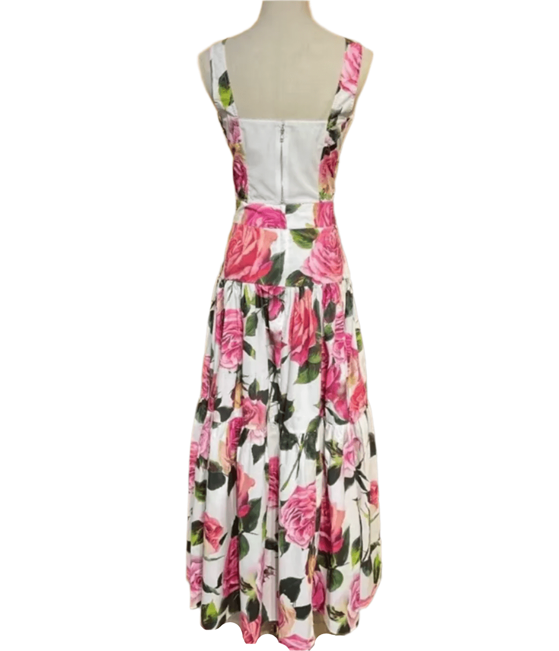 Italian Luxury Designer Pink Roses on White print 100% cotton top - Dress By Vicky