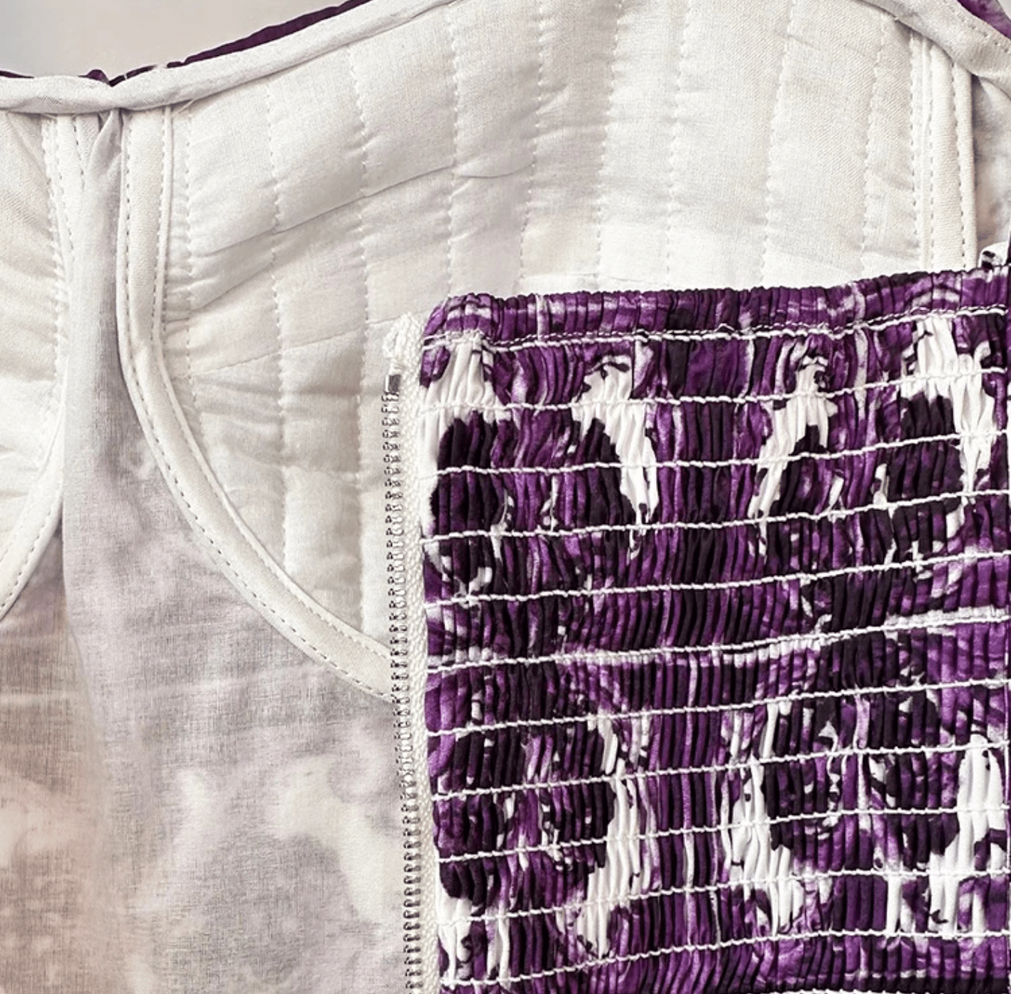 Italian Luxury designer Purple Majolica print push up 100% cotton dress - Dress By Vicky