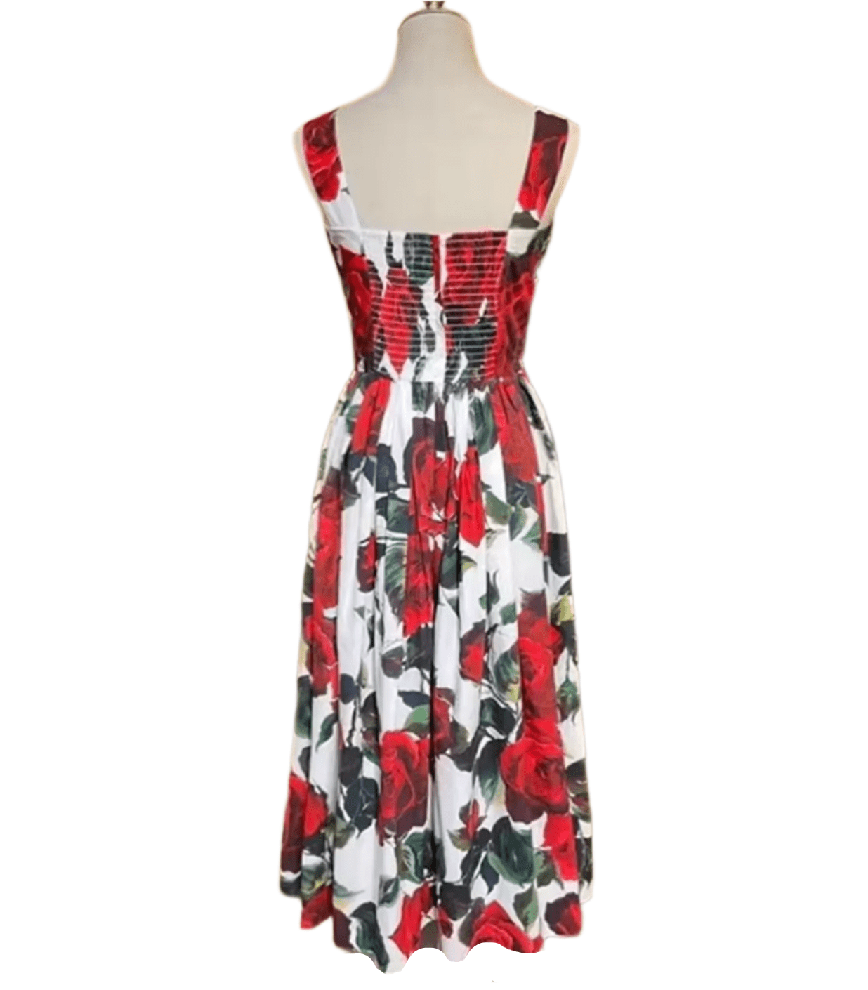 Italian Luxury designer Red Roses print push up 100% cotton dress - Dress By Vicky