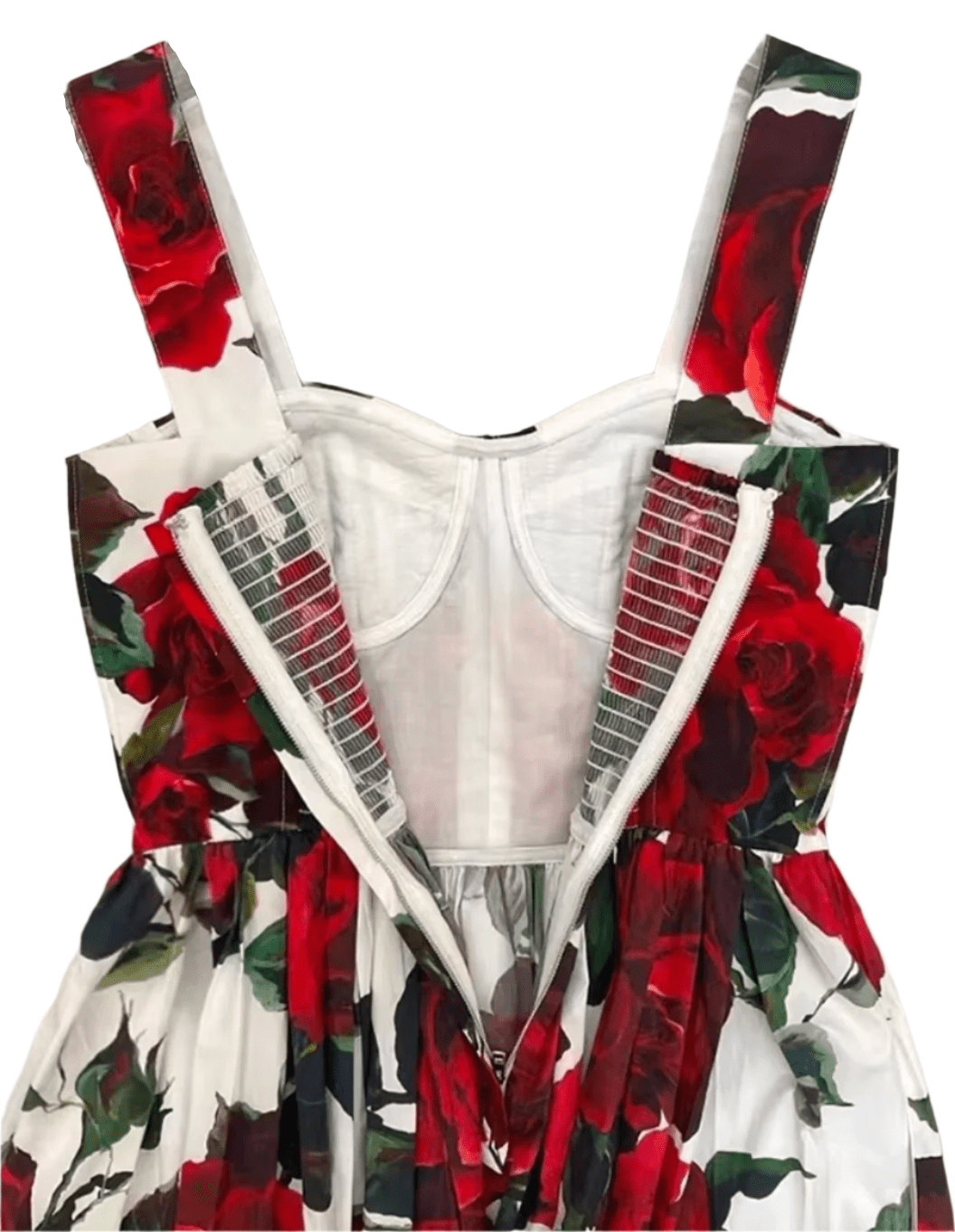 Italian Luxury designer Red Roses print push up 100% cotton dress - Dress By Vicky