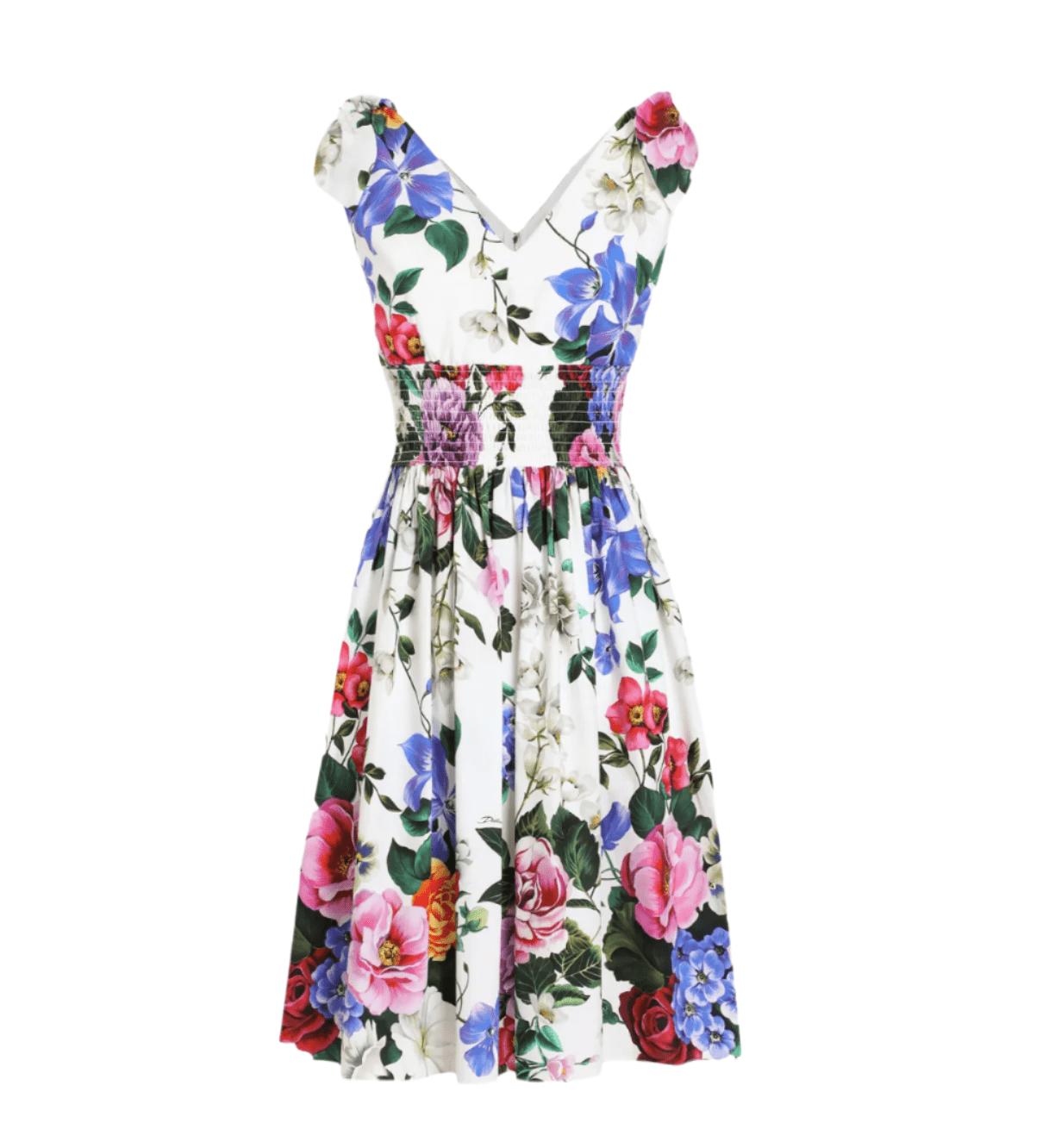 Italian Luxury designer Roses & Violets print 100% cotton sundress - Dress By Vicky