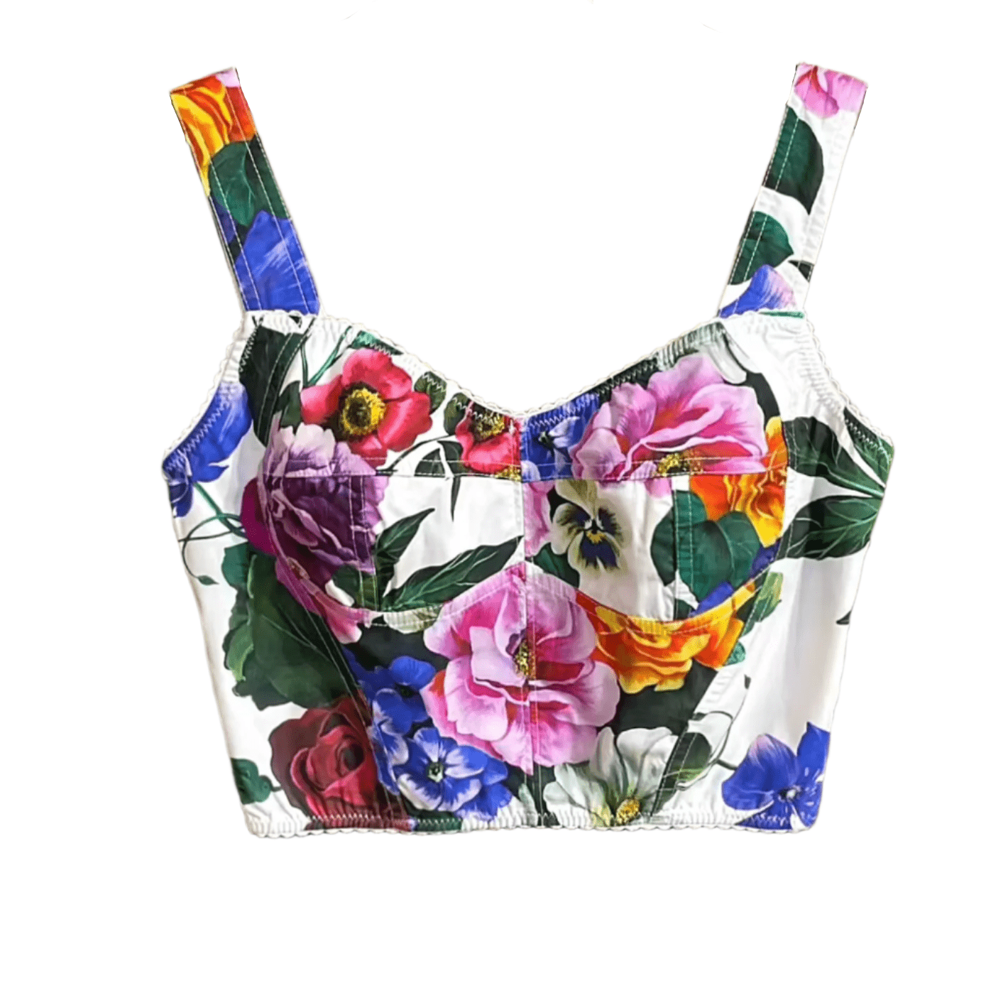 Italian Luxury Designer Roses & Violets print 100% cotton top - Dress By Vicky