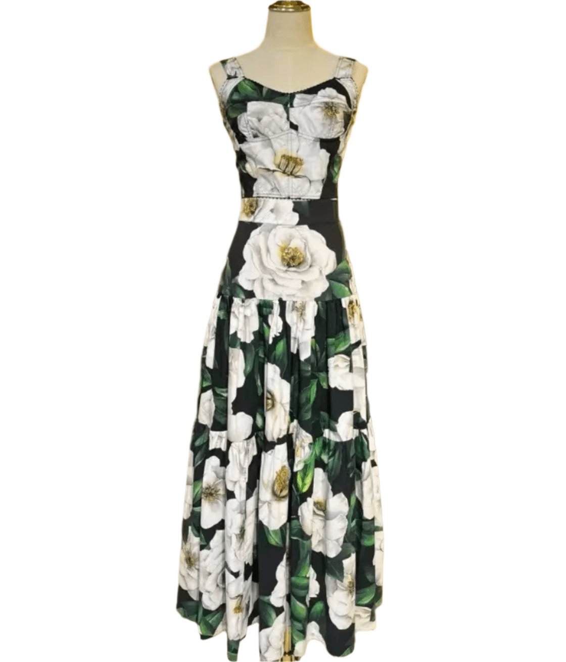 Italian Luxury Designer White Roses on Black print 100% cotton top - Dress By Vicky