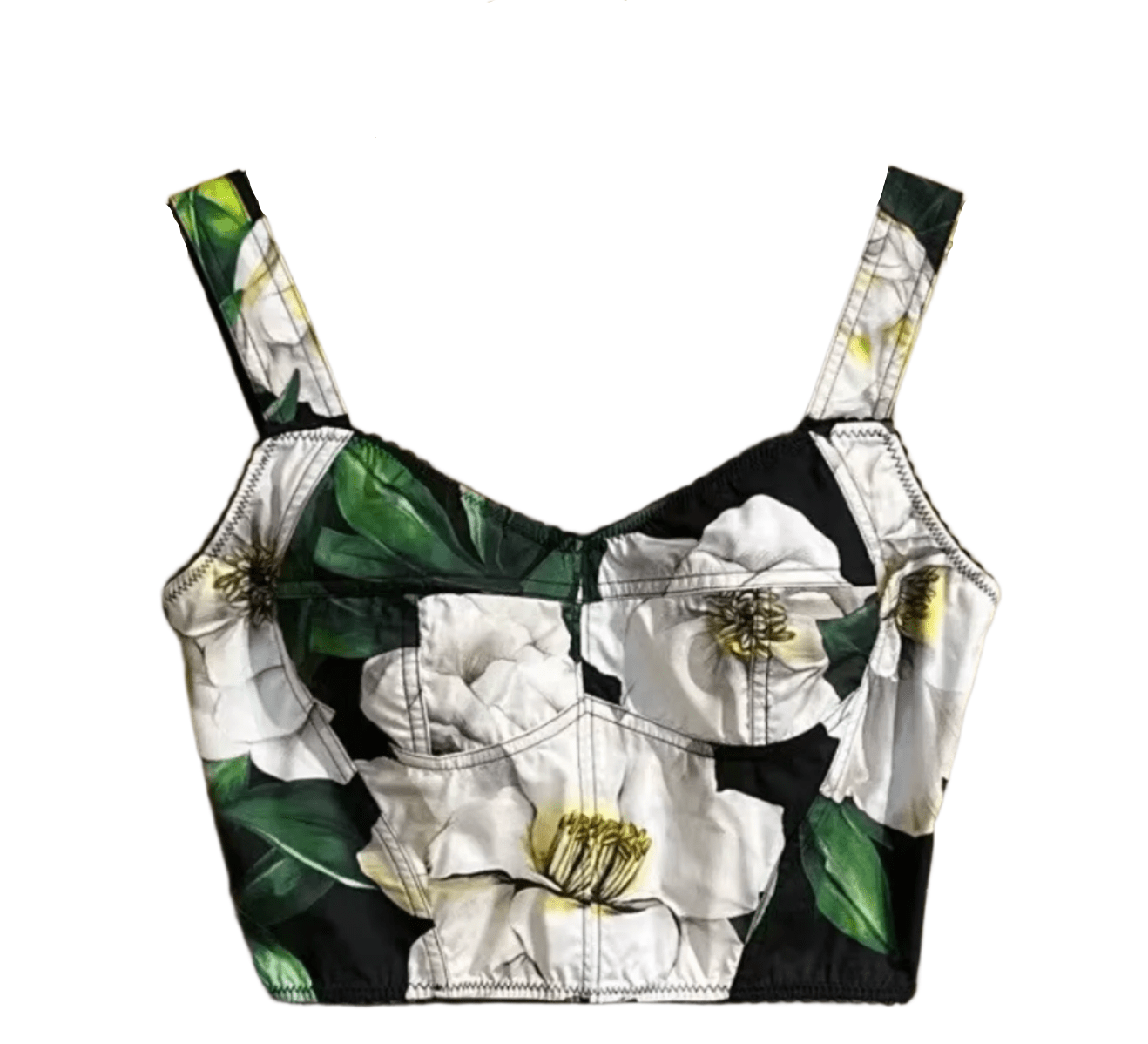 Italian Luxury Designer White Roses on Black print 100% cotton top - Dress By Vicky