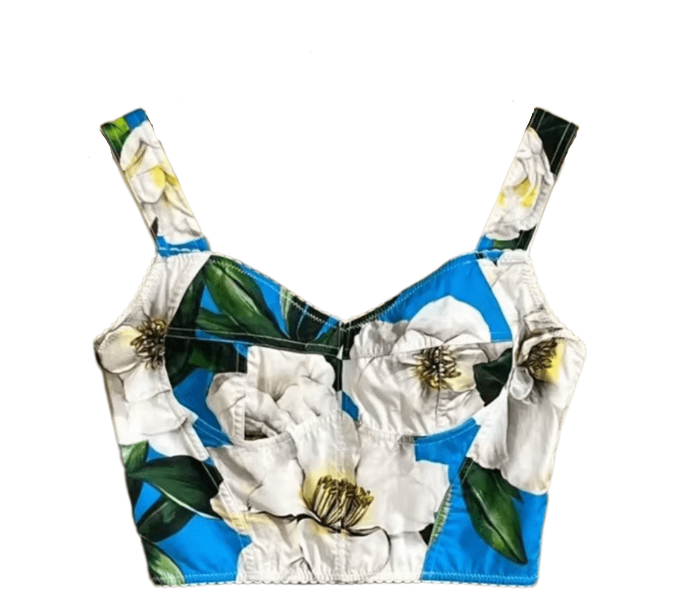 Italian Luxury Designer White Roses on Blue print 100% cotton top - Dress By Vicky