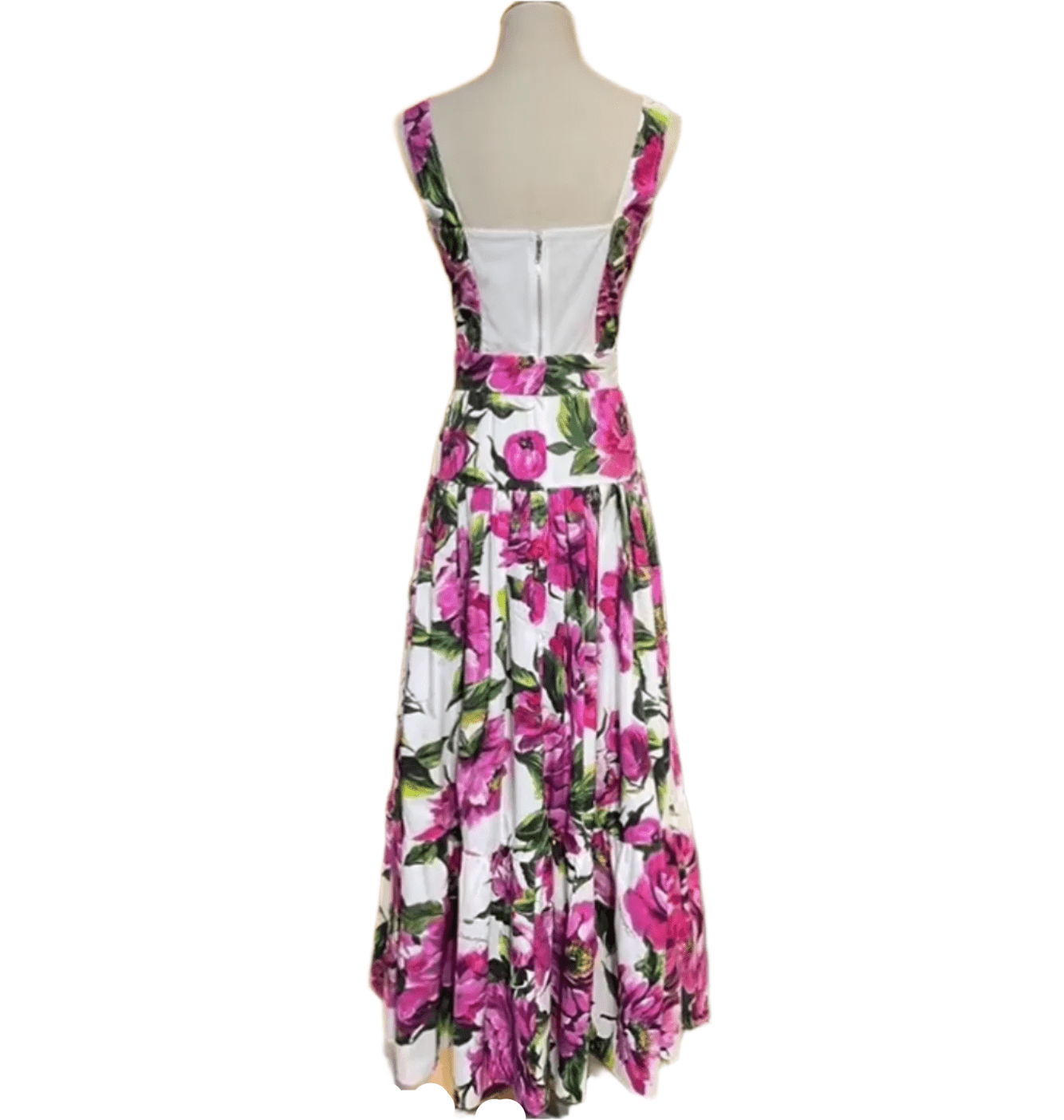 Italian Luxury Magenta Roses print 100% cotton 3 tier gathered skirt - Dress By Vicky