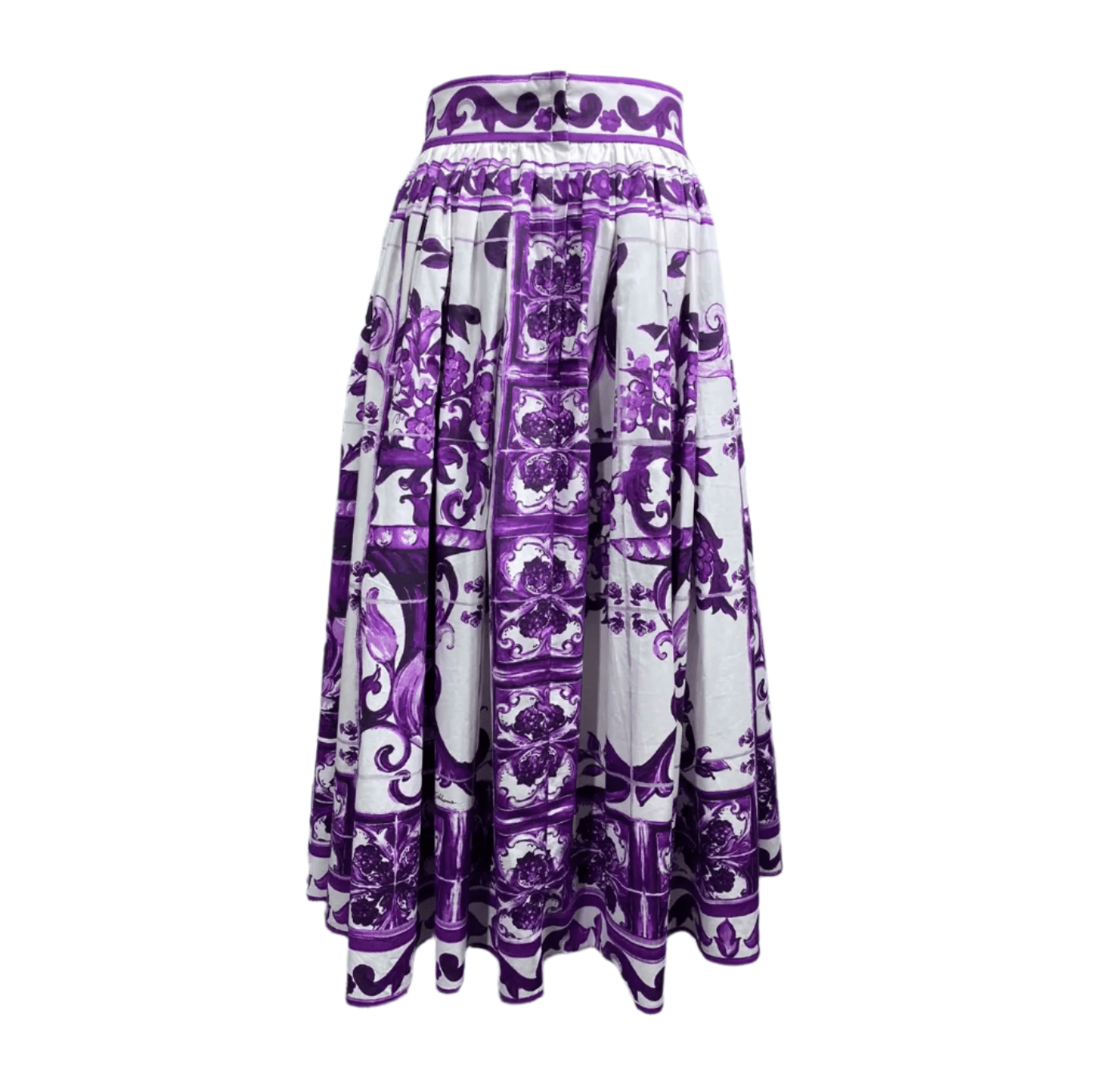 Italian Luxury Purple Majolica 100% cotton midi full skirt - Dress By Vicky