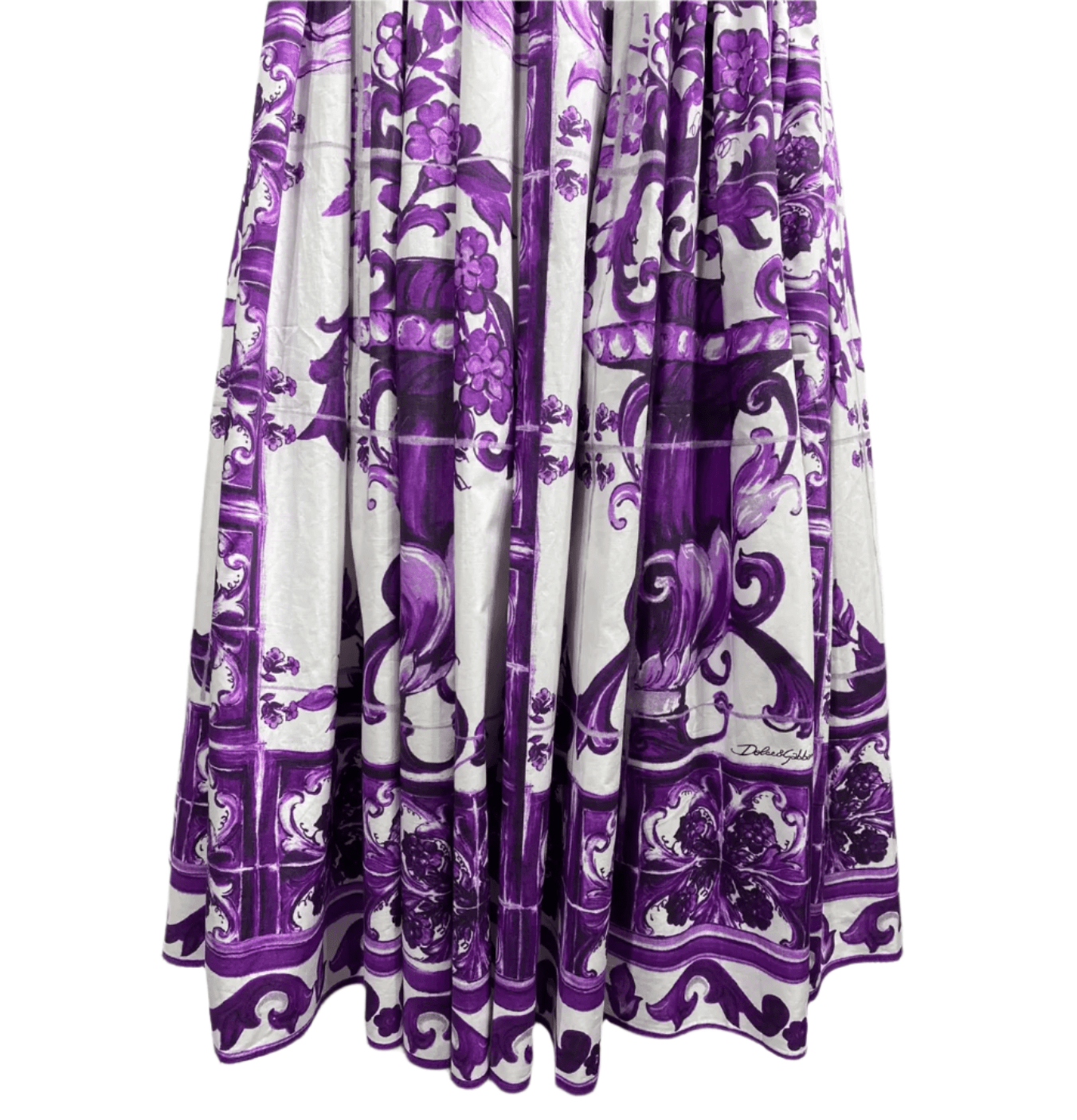 Italian Luxury Purple Majolica 100% cotton midi full skirt - Dress By Vicky
