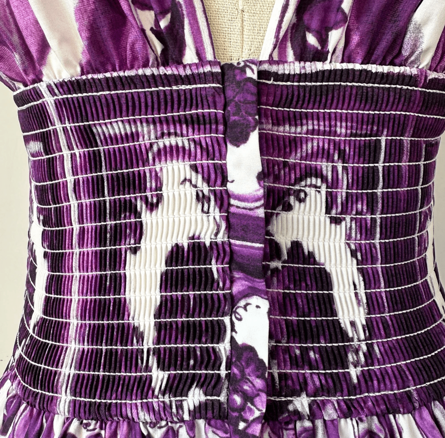 Italian Luxury Purple Majolica print 100% cotton bow shoulder maxi dress - Dress By Vicky