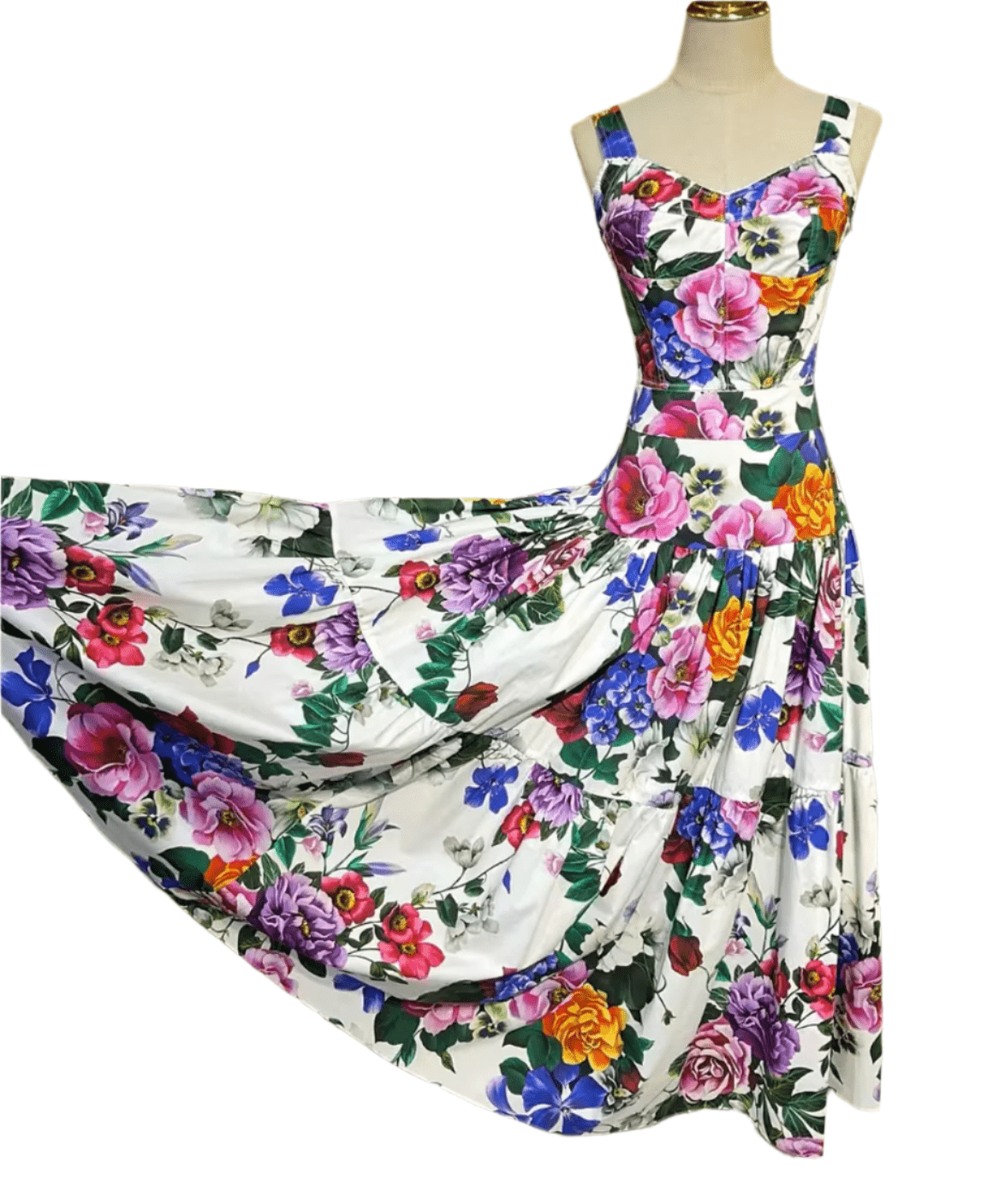 Italian Luxury Roses & Violets print 100% cotton 3 tier gathered skirt - Dress By Vicky