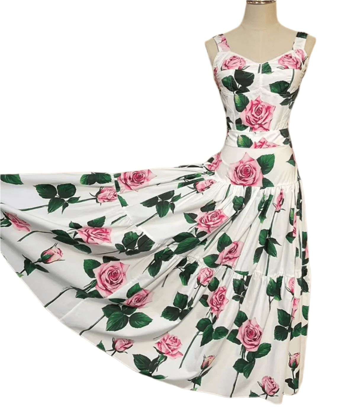 Italian Luxury Timeless Roses print 100% cotton 3 tier gathered skirt - Dress By Vicky