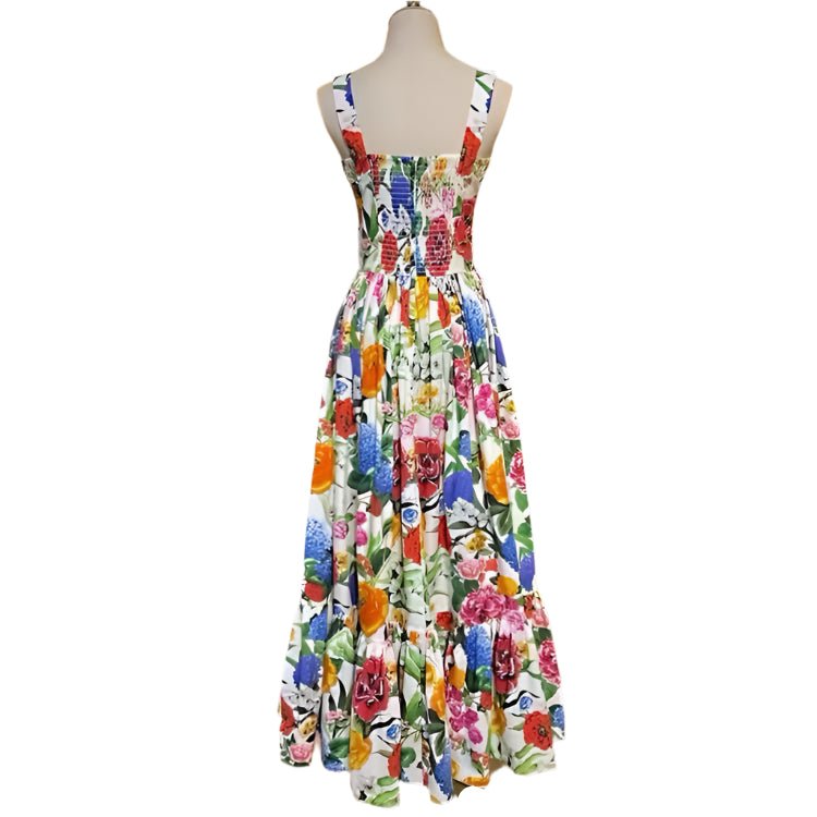 Italian Summer Luxury Multi Floral print 100% cotton dress - Dress By Vicky