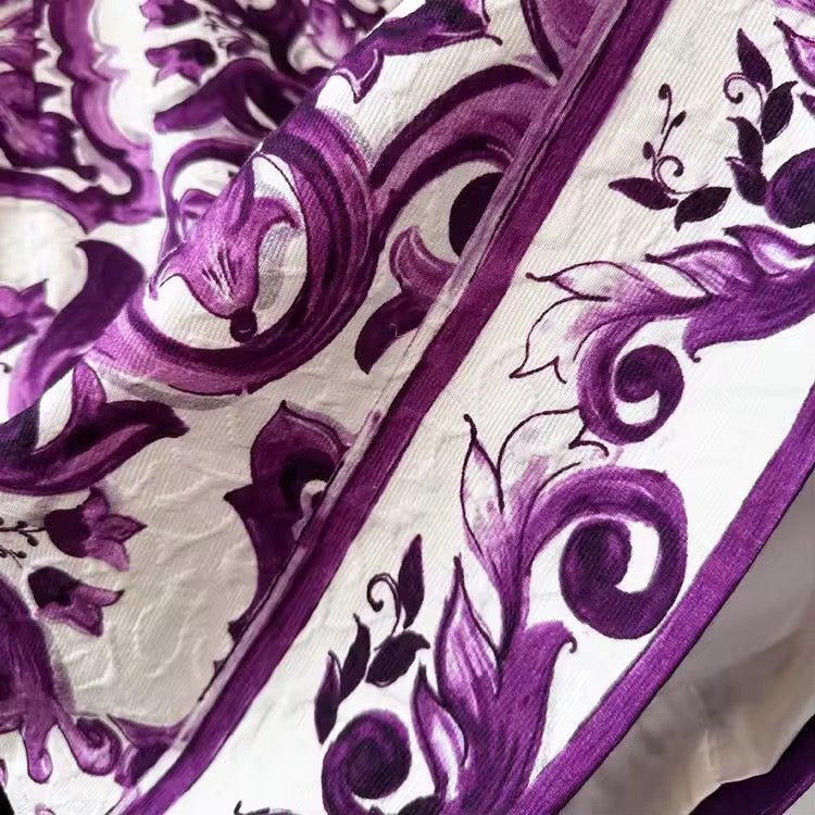 Luxury Brocade Purple Majolica A - Line mini dress - Dress By Vicky