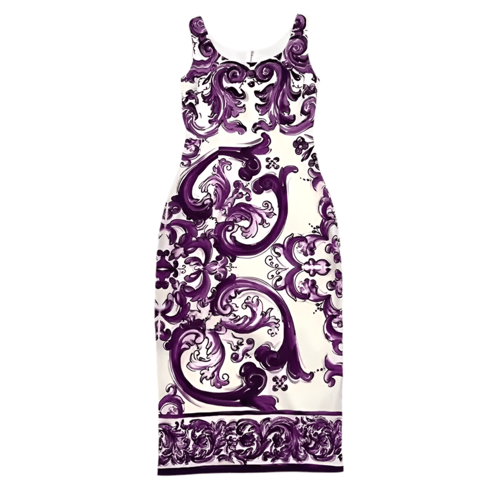 Luxury Crepe Purple Majolica pencil midi dress - Dress By Vicky
