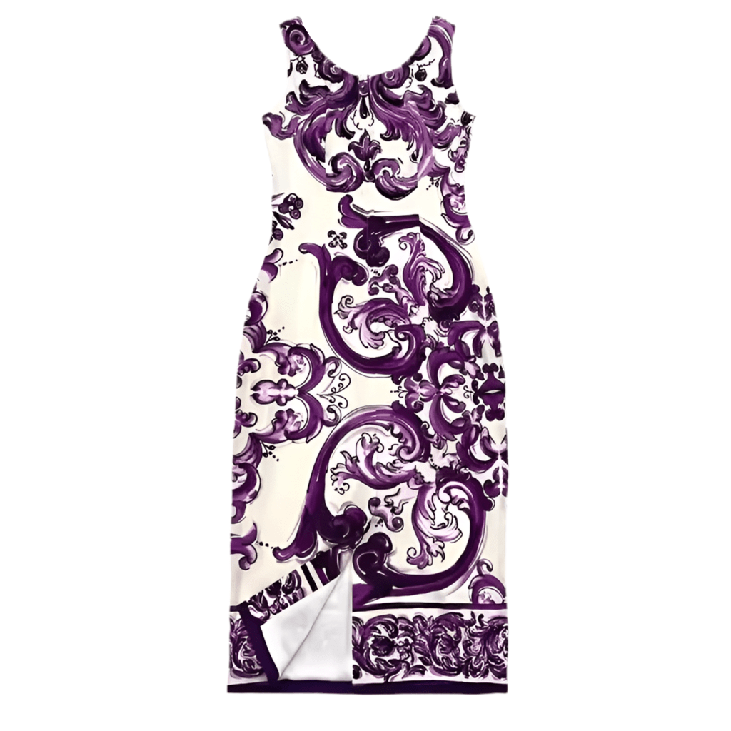 Luxury Crepe Purple Majolica pencil midi dress - Dress By Vicky