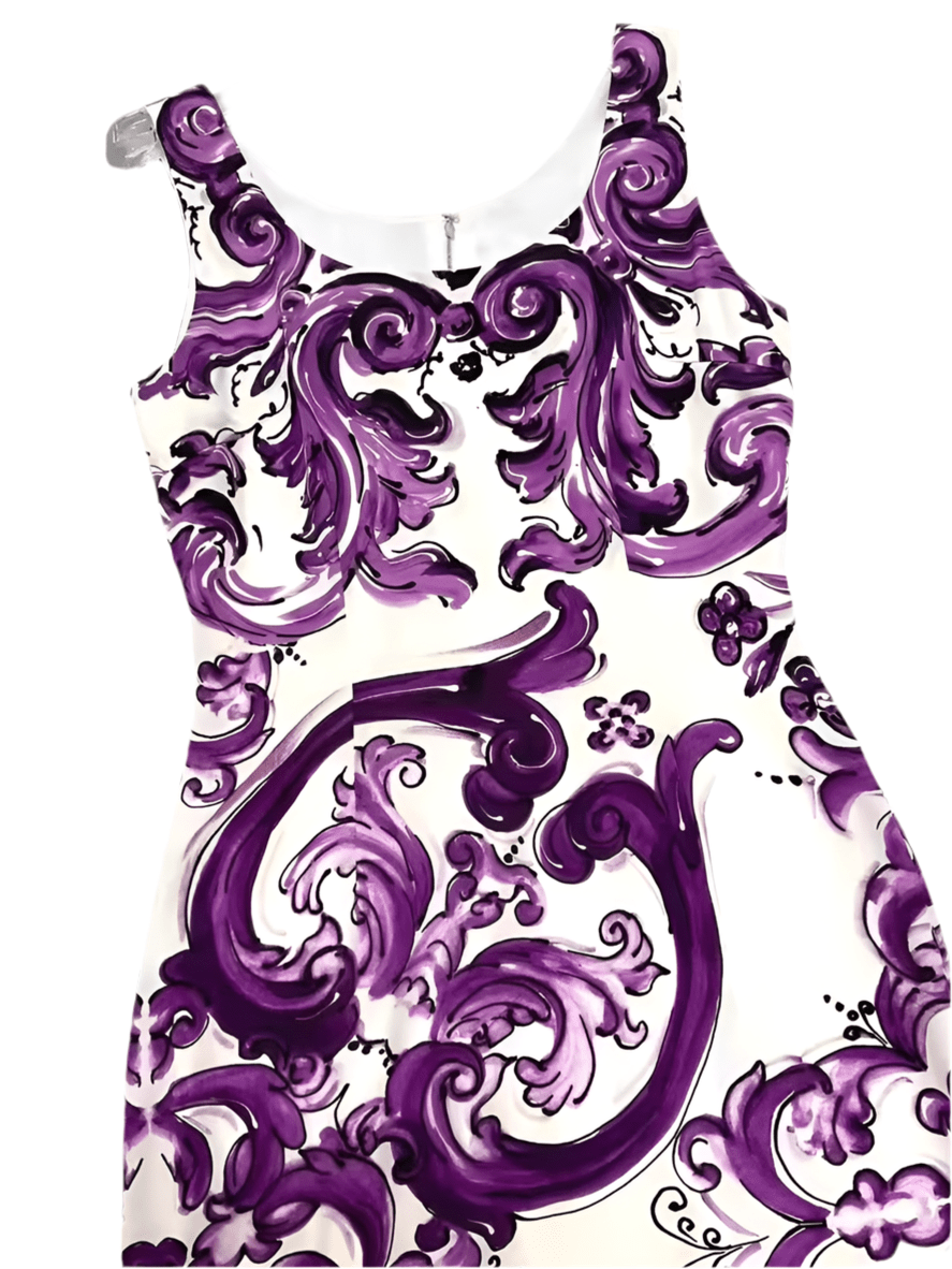 Luxury Crepe Purple Majolica pencil midi dress - Dress By Vicky