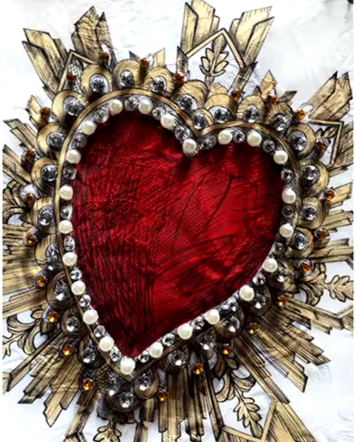 Luxury Italian designer Brocade Heart & Crown print sleeveless mini gemstone embellished dress - Dress By Vicky