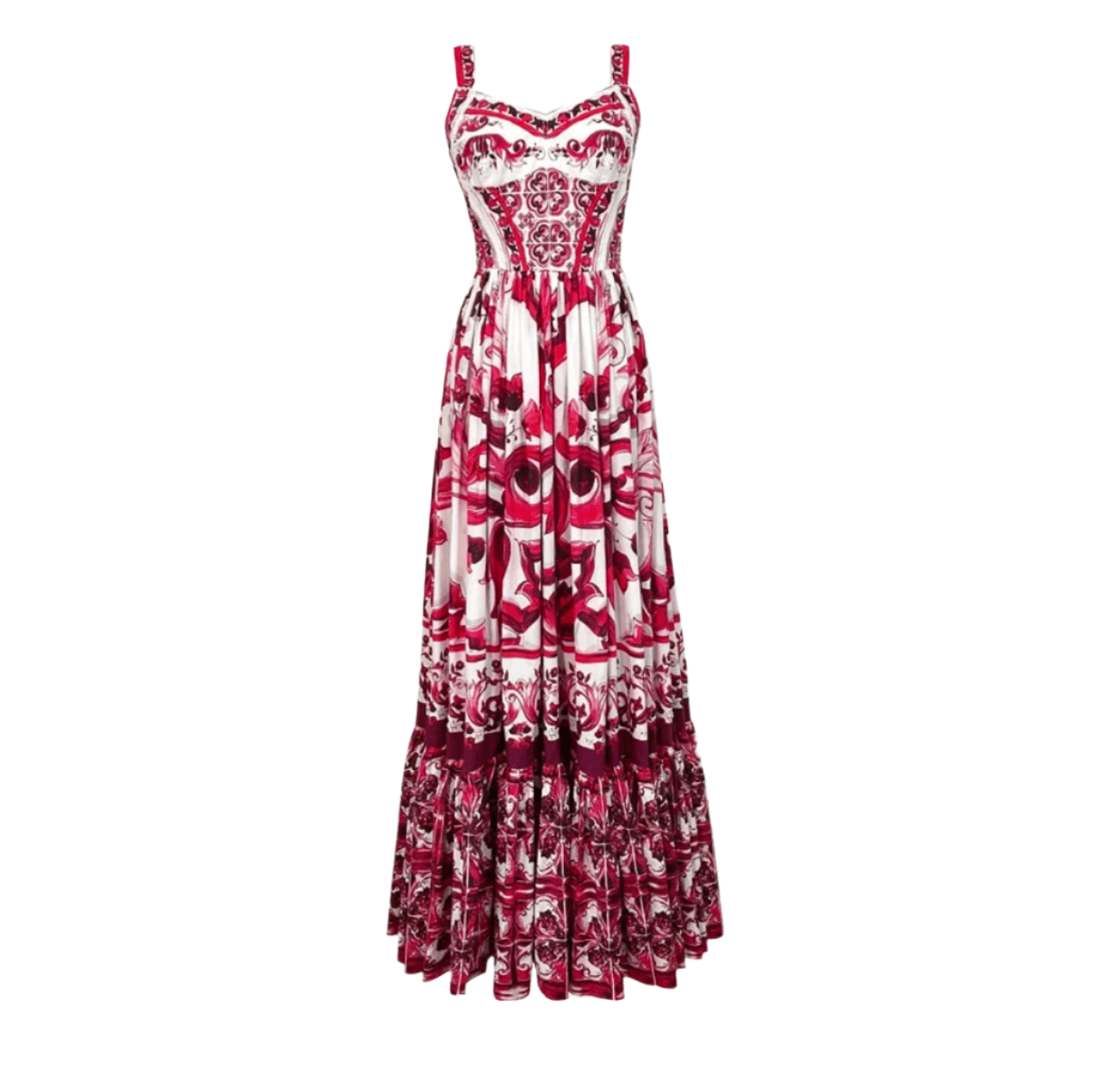 Luxury Italian Pink Tiles Majolica print 100% cotton dress - Dress By Vicky