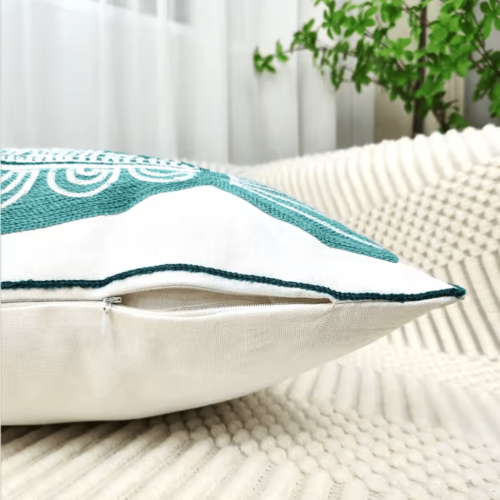 Mediterranean Fish blue embroidered cushion pillowcase - Dress By Vicky