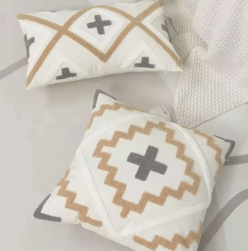 Moroccan style beige embroidered cushion pillowcase - Dress By Vicky