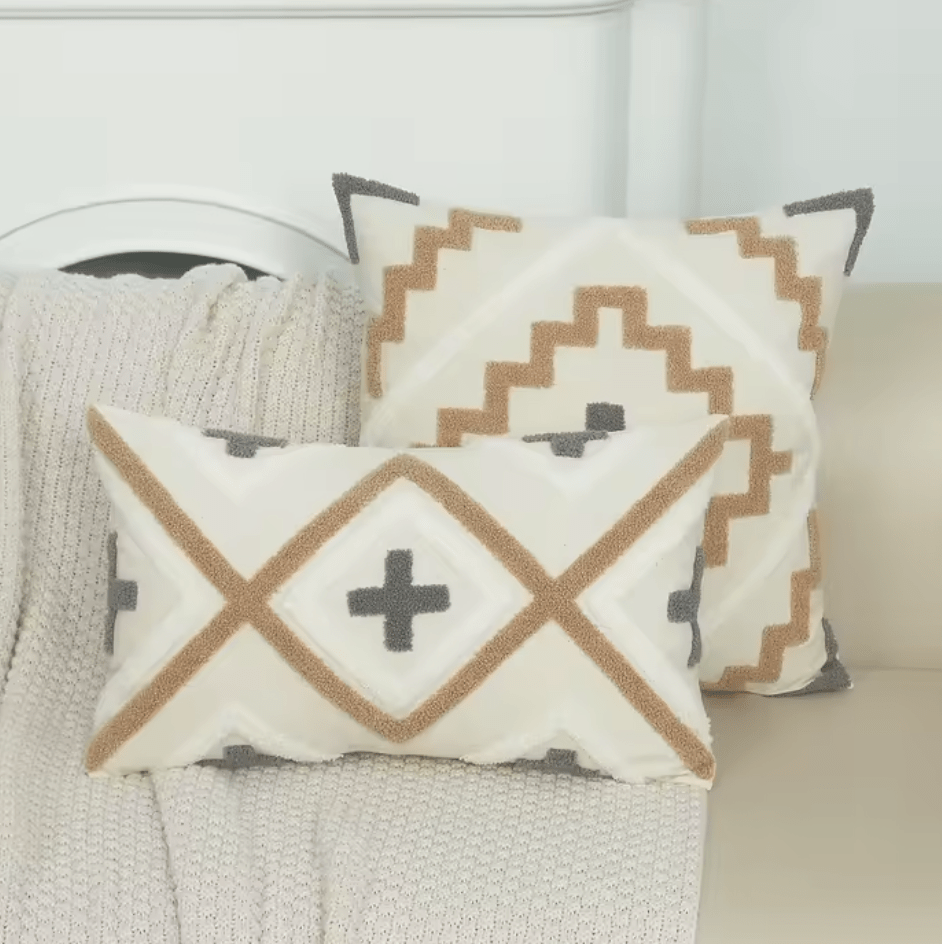 Moroccan style beige embroidered cushion pillowcase - Dress By Vicky